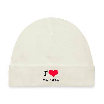 Ich liebe meine tata roten Herzen - Baby Premium Organic Mütze - Naturweiß - Vorne