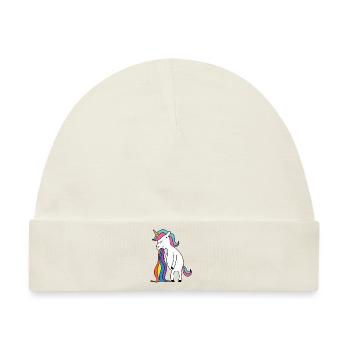 Einhorn Regenbogen Kotze. Kein Bock Lustlos Würgen - Baby Premium Organic Mütze - Naturweiß - Vorne