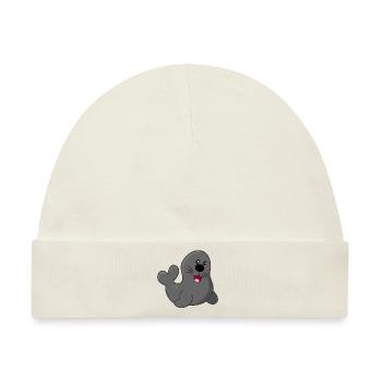Seehund - Baby Premium Organic Mütze - Naturweiß - Vorne