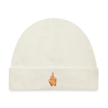 Mittelfinger Pixel Zensiert - Baby Premium Organic Mütze - Naturweiß - Vorne