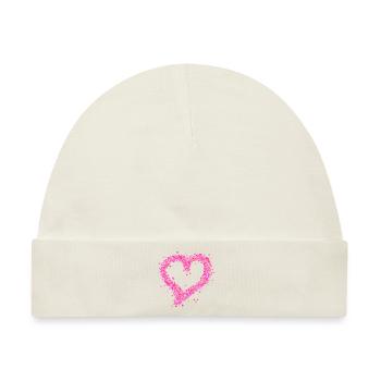 Herz pink - Baby Premium Organic Mütze - Naturweiß - Vorne