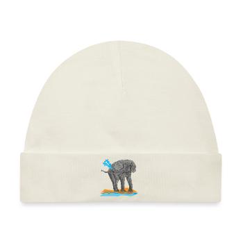 Elefant Rüssel Dickhäuter Afrika Elfenbein Kenia - Baby Premium Organic Mütze - Naturweiß - Vorne