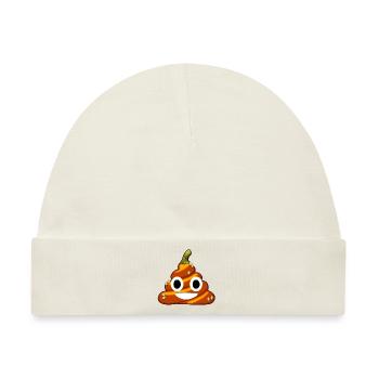 Poo Kürbis Halloween Poop - Baby Premium Organic Mütze - Naturweiß - Vorne