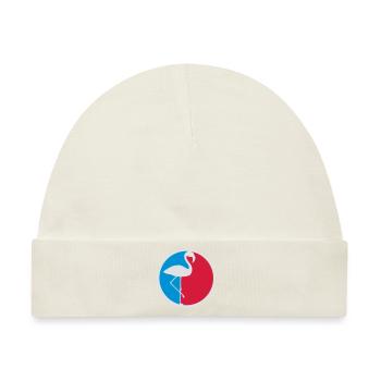rot blau kreis rund logo silhouette umriss flaming - Baby Premium Organic Mütze - Naturweiß - Vorne