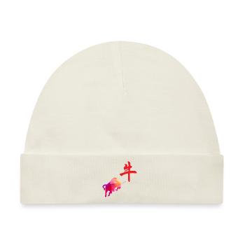 Chinesische Sternzeichen Büffel Low Poly Art - Baby Premium Organic Mütze - Naturweiß - Vorne