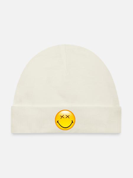Smiley Happy - Baby Premium Organic Mütze - Naturweiß