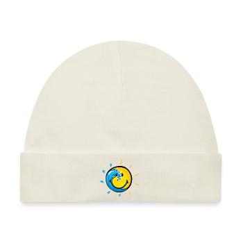 Smiley Splash Sun - Baby Premium Organic Mütze - Naturweiß - Vorne