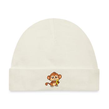 Äffchen-Mahlzeit - Baby Premium Organic Mütze - Naturweiß - Vorne
