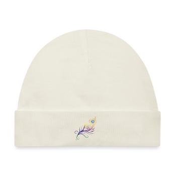 Tribal Tattoo Pfauenfeder Feder Geschenkidee - Baby Premium Organic Mütze - Naturweiß - Vorne