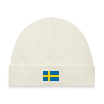 Schwedische Flagge von Schweden - Baby Premium Organic Mütze - Naturweiß - Vorne