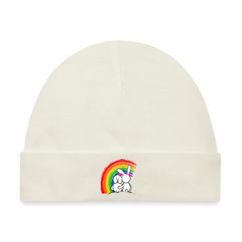Hasen Kaninchen vorm Pride Regenbogen - Baby Premium Organic Mütze - Naturweiß - Vorne