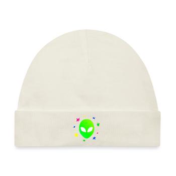 Alien Kopf Sterne Galaxy - Baby Premium Organic Mütze - Naturweiß - Vorne