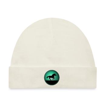 Pferde Pferd Reiten Reitsport - Baby Premium Organic Mütze - Naturweiß - Vorne