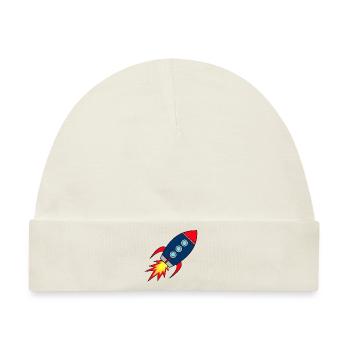 Rakete Startup * Raumschiff * Astronaut * Sterne - Baby Premium Organic Mütze - Naturweiß - Vorne