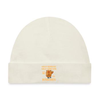 Halb Mensch halb Bärchen ich bin ein Märchen - Baby Premium Organic Mütze - Naturweiß - Vorne