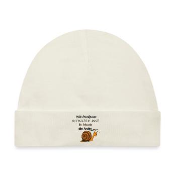Mit Ausdauer erreichte die Schnecke die Arche - Baby Premium Organic Mütze - Naturweiß - Vorne
