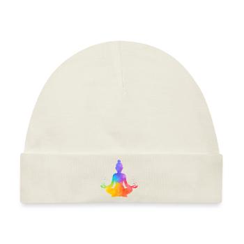 Vishuddha Halschakra Haltung Yoga sieben Steine - Baby Premium Organic Mütze - Naturweiß - Vorne