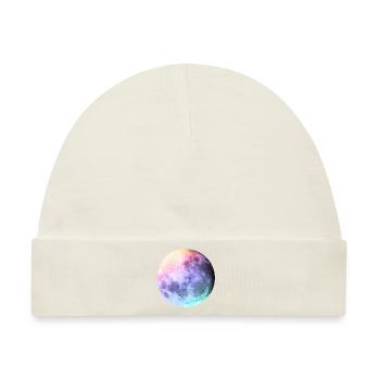 Mond in Pastell Regenbogen - Baby Premium Organic Mütze - Naturweiß - Vorne