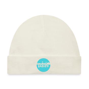 luzern,skyline, kreis, scherenschnitt, blau - Baby Premium Organic Mütze - Naturweiß - Vorne