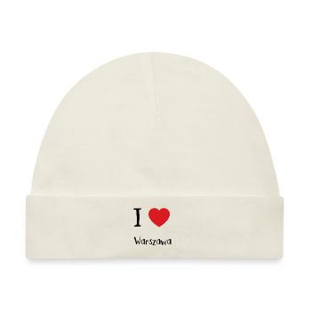 I Love Warszawa - Herz Liebe Warschau - Baby Premium Organic Mütze - Naturweiß - Vorne