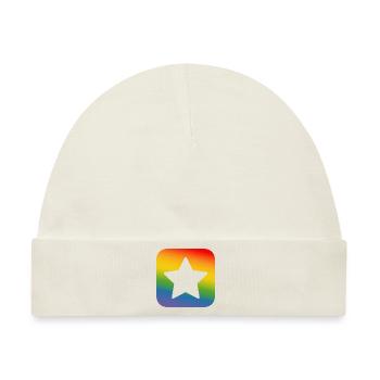LGBT lgbtqi queer Regenbogen Stern button - Baby Premium Organic Mütze - Naturweiß - Vorne