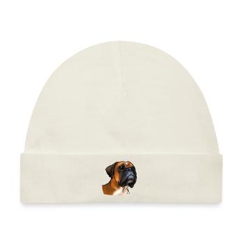 Boxer Hundekopf - Baby Premium Organic Mütze - Naturweiß - Vorne