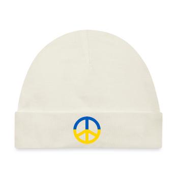 Peace Sign Ukraine - Baby Premium Organic Mütze - Naturweiß - Vorne