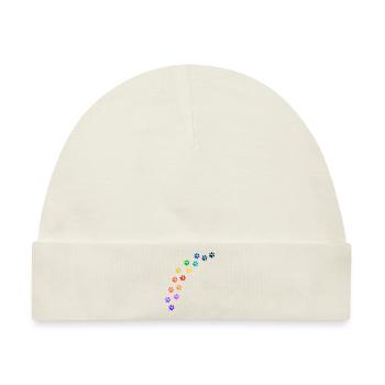 Bunte Tatzen von Hunden oder Katzen | Regenbogen - Baby Premium Organic Mütze - Naturweiß - Vorne