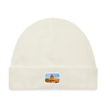 Peking China Aquarell Skizze Illustration - Baby Premium Organic Mütze - Naturweiß - Vorne