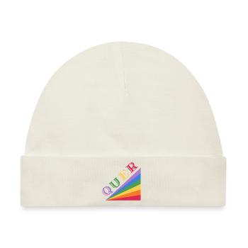 QUER Regenbogen - Baby Premium Organic Mütze - Naturweiß - Vorne