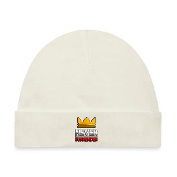 NEVER SURRENDER (Rot) + King Crown - Gaming - Baby Premium Organic Mütze - Naturweiß - Vorne