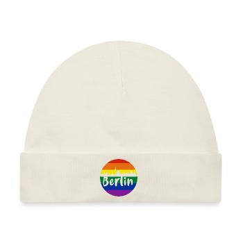 Berlin,skyline,bunt,scherenschnitt,Kreis,logo,LGBT - Baby Premium Organic Mütze - Naturweiß - Vorne