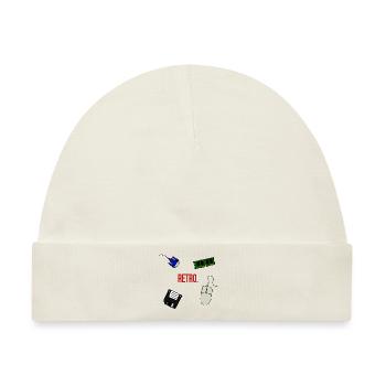Retro Computer Schriftzug Statement Geschenk 90er - Baby Premium Organic Mütze - Naturweiß - Vorne