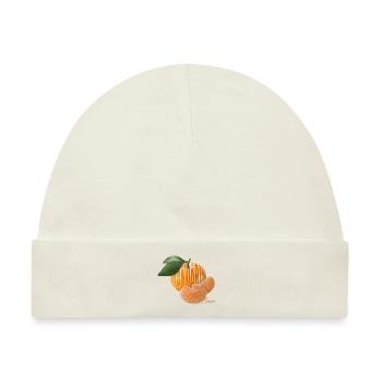 Mandarine Lover – Süße Zitrusfrucht Motiv - Baby Premium Organic Mütze - Naturweiß - Vorne