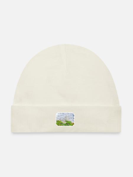 Japan Aquarellskizze Handgezeichnete Illustration - Baby Premium Organic Mütze - Naturweiß