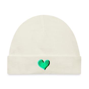 grünes Herz Symbol Glitzer grün - Baby Premium Organic Mütze - Naturweiß - Vorne