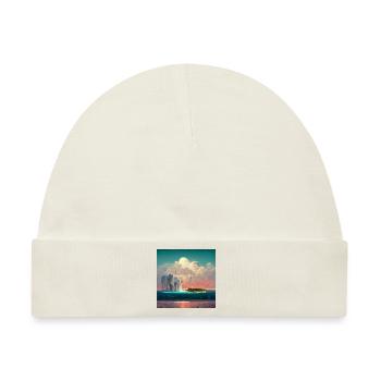 Zukünftiges Paradise Island Gemälde - Baby Premium Organic Mütze - Naturweiß - Vorne