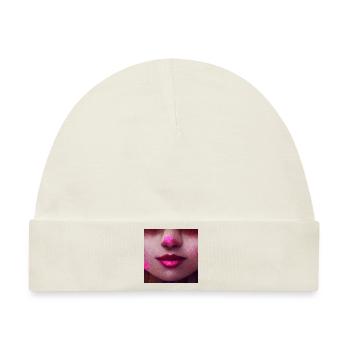 Gesicht Lippen und Nase Fotorealistisch - Baby Premium Organic Mütze - Naturweiß - Vorne