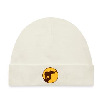 Mond Elefant Klippe Silhouette - Baby Premium Organic Mütze - Naturweiß - Vorne