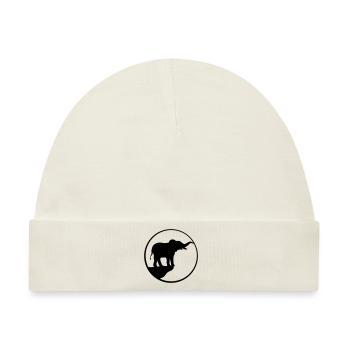 Klippe Mond Elefant Silhouette - Baby Premium Organic Mütze - Naturweiß - Vorne