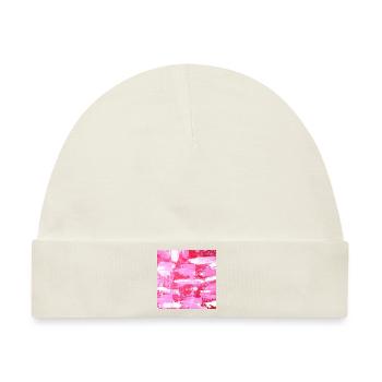 Kunstdruck Abstrakte Malerei Pink Weiß - Baby Premium Organic Mütze - Naturweiß - Vorne