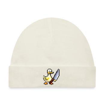 Ente hält ein Messer Pixel Art - Baby Premium Organic Mütze - Naturweiß - Vorne