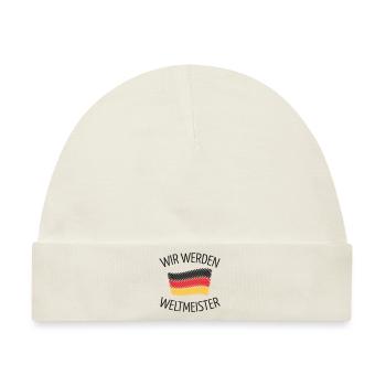 Wir Werden Weltmeister (Deutschlandflagge Skizze) - Baby Premium Organic Mütze - Naturweiß - Vorne