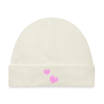zwei rosa herzen glitzer herz - Baby Premium Organic Mütze - Naturweiß - Vorne