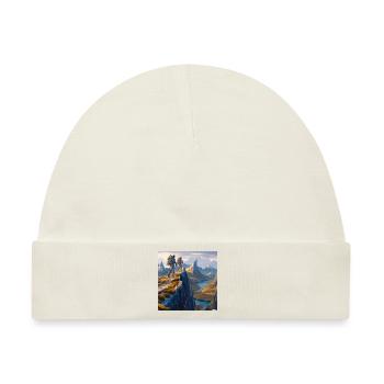 adventurers hiking across mountain range - Baby Premium Organic Mütze - Naturweiß - Vorne