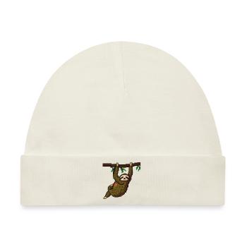 Faultier Verpixelt Pixel Faultier Faulenzer - Baby Premium Organic Mütze - Naturweiß - Vorne