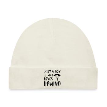 Just A Boy Who Loves Upwind Paraglider Parachute S - Baby Premium Organic Mütze - Naturweiß - Vorne