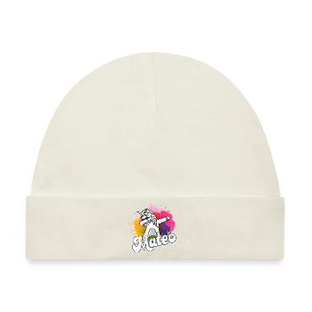MATEO - Schöner Jungen Name mit Coolem Einhorn - Baby Premium Organic Mütze - Naturweiß - Vorne