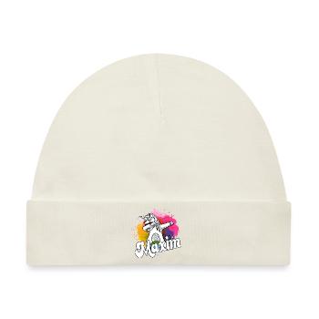 MAXIM - Schöner Jungen Name mit Coolem Einhorn - Baby Premium Organic Mütze - Naturweiß - Vorne