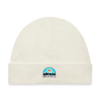 Belfast Nordirland Skyline Vintage Sunset Tr - Baby Premium Organic Mütze - Naturweiß - Vorne